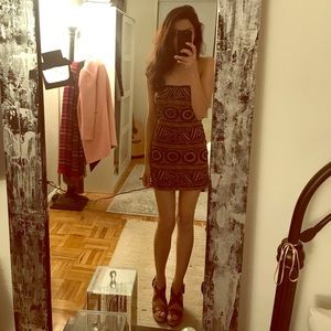 NWOT Strapless Alexis Dress w/ Fringe Detail